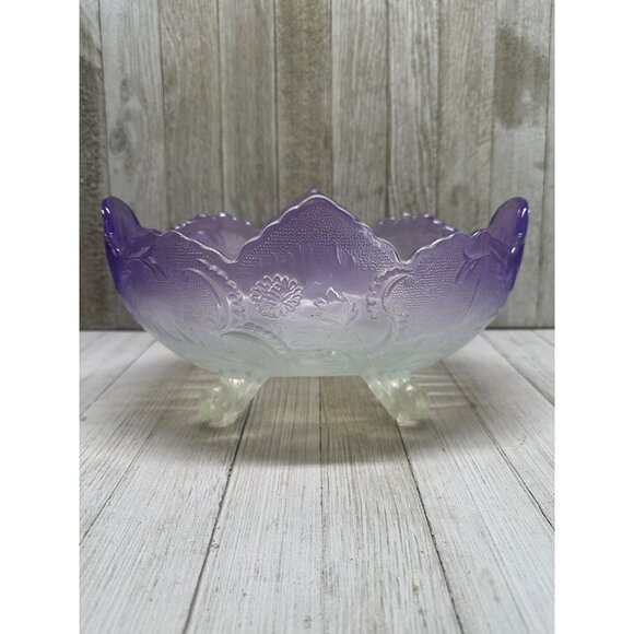 Vtg Jeanette Flashed Purple Ombre Footed Lombardi Fruit Bowl Unique Color 10"x5" - Picture 2 of 13